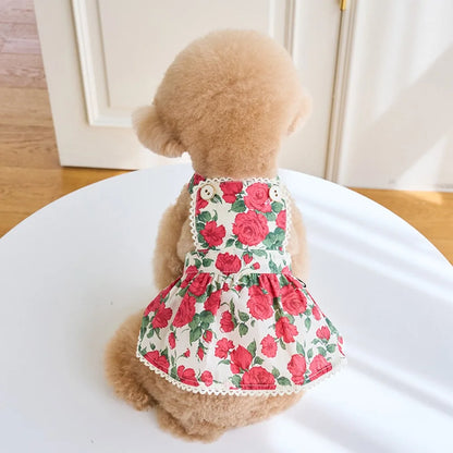 Cute Rose Doggy Dress Breathable Thin Design