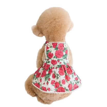 Cute Rose Doggy Dress Breathable Thin Design
