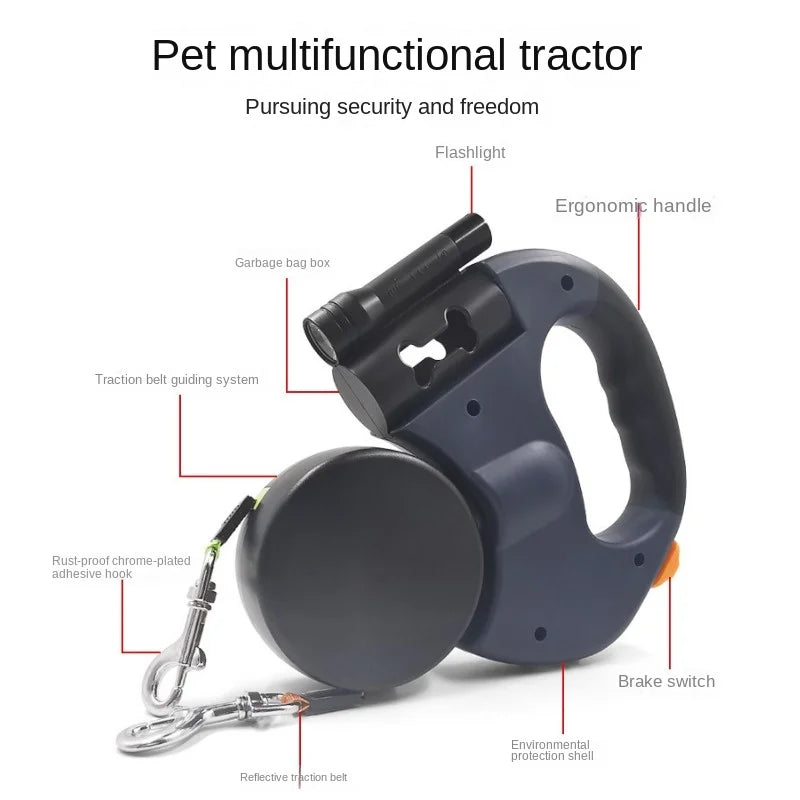 Double dog Retractable Leash Light