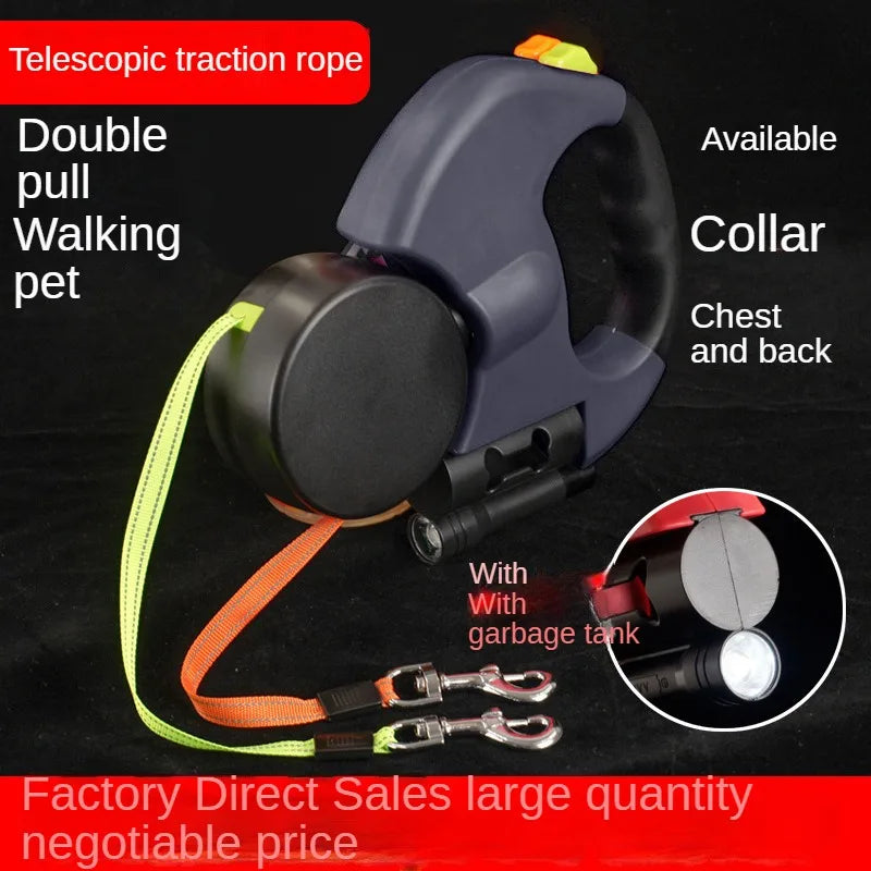 Double dog Retractable Leash Light