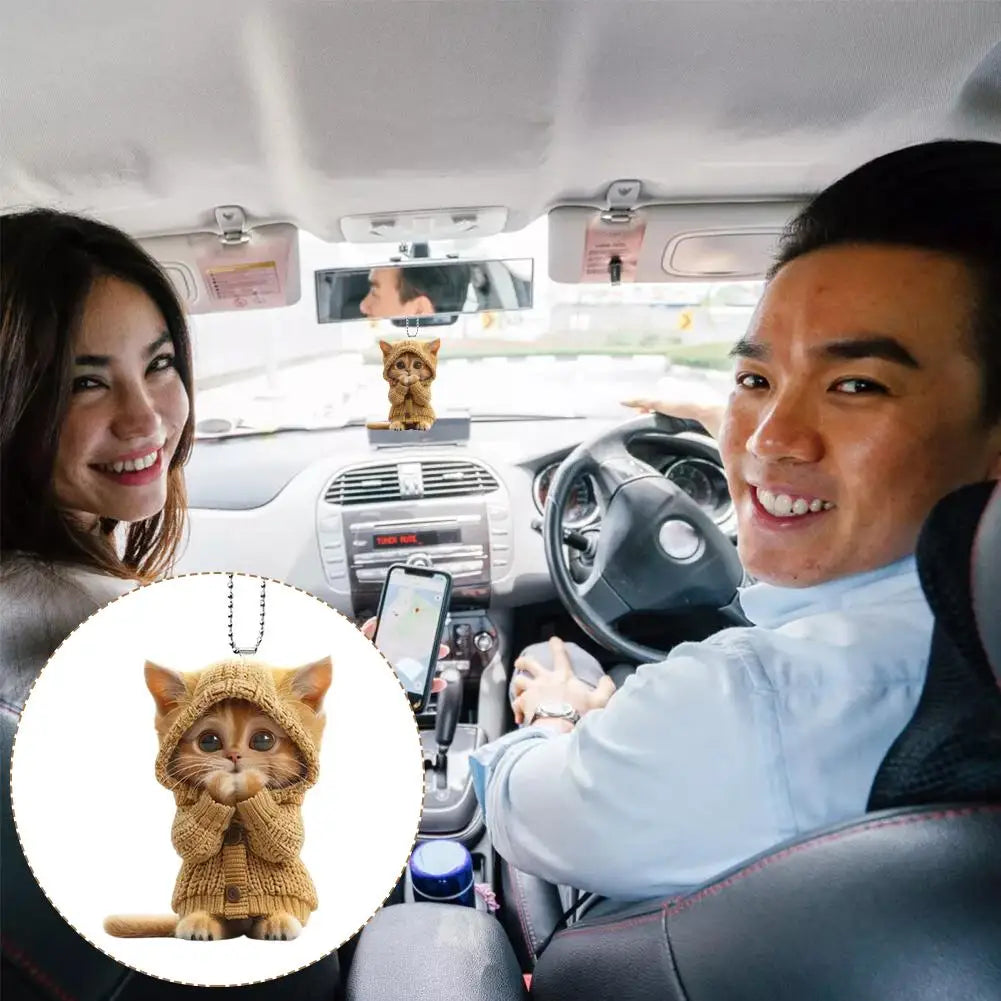 2D Car Hanging Cat Pendant