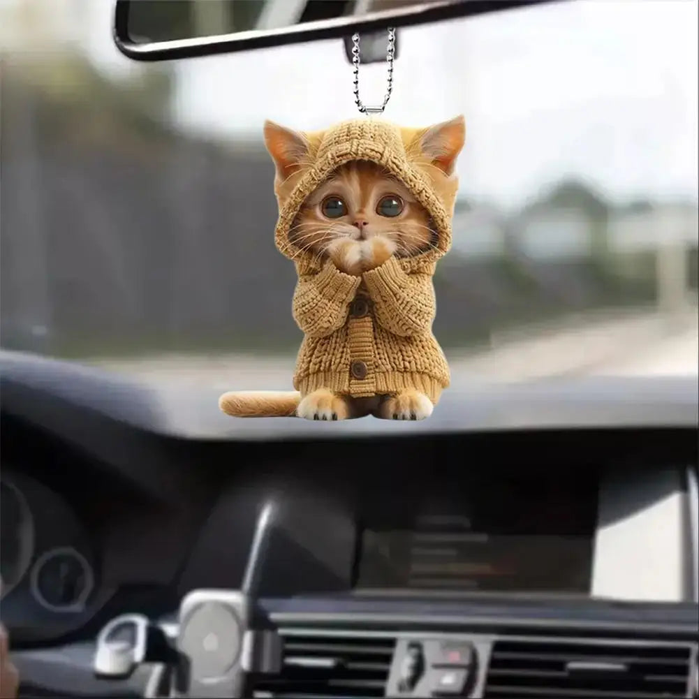 2D Car Hanging Cat Pendant