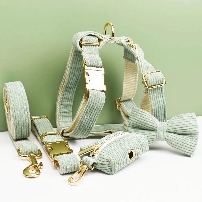 Dog Collar And Leash Set with BOW Poop Bags
