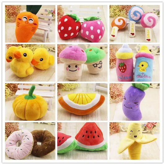 Squeaky Fruit Animal Toys
