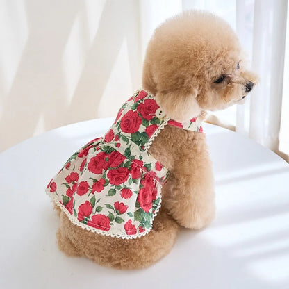 Cute Rose Doggy Dress Breathable Thin Design