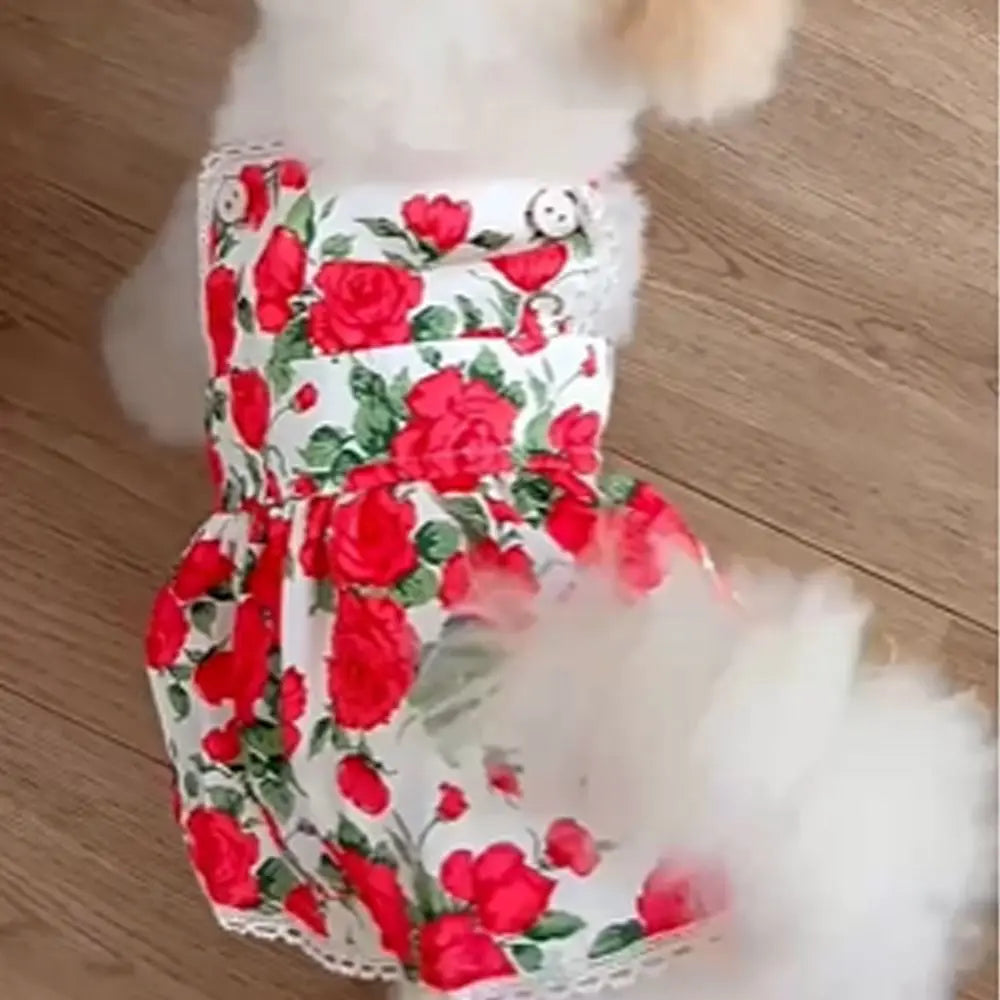 Cute Rose Doggy Dress Breathable Thin Design