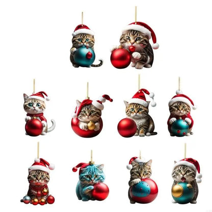 Cat Christmas Charm Ornament