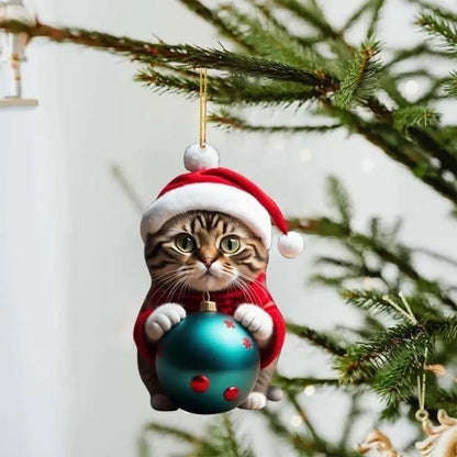 Cat Christmas Charm Ornament
