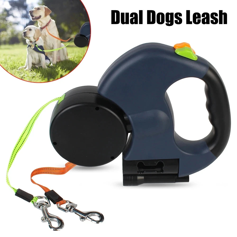 Double dog Retractable Leash Light