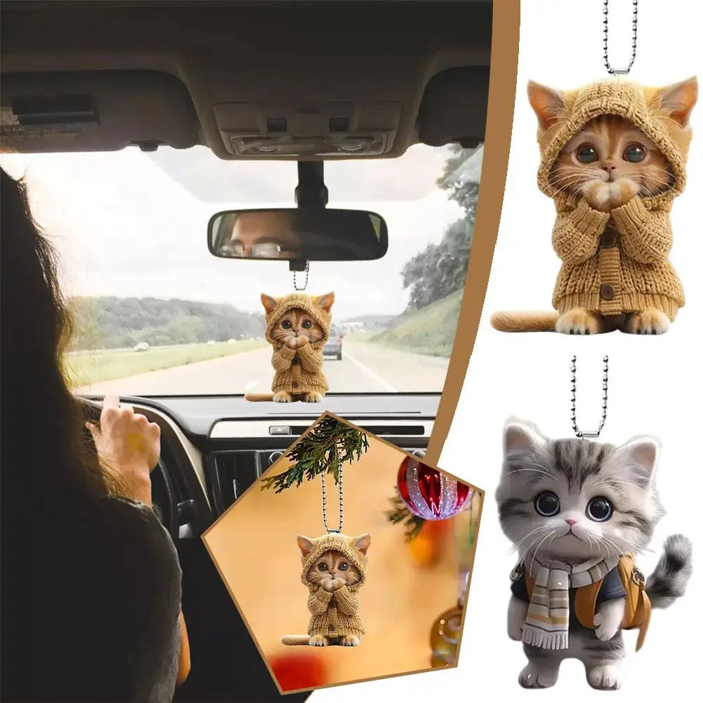 2D Car Hanging Cat Pendant