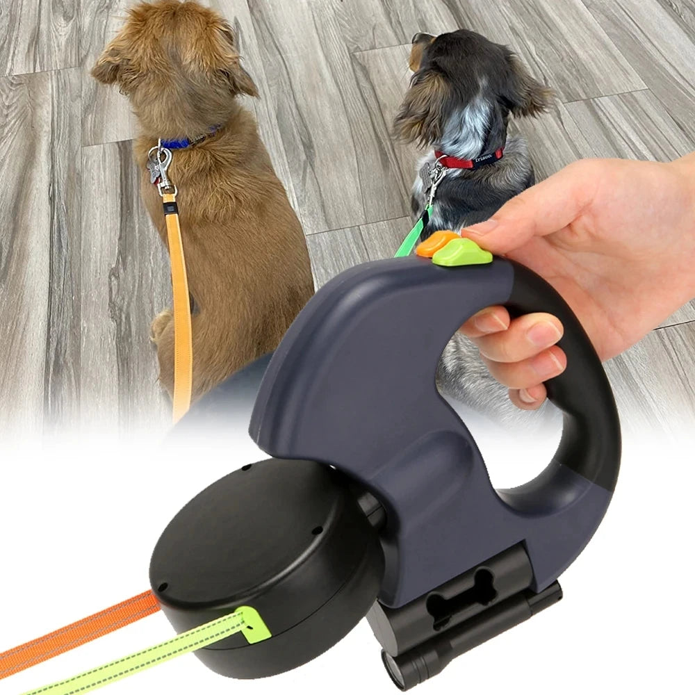 Double dog Retractable Leash Light