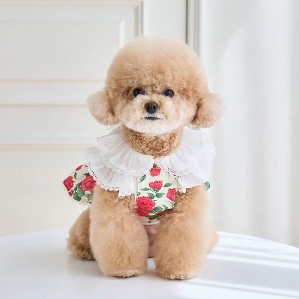 Cute Rose Doggy Dress Breathable Thin Design