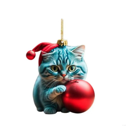 Cat Christmas Charm Ornament