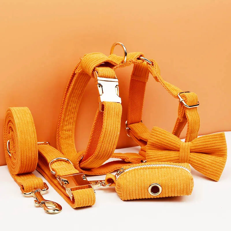 Dog Collar And Leash Set with BOW Poop Bags