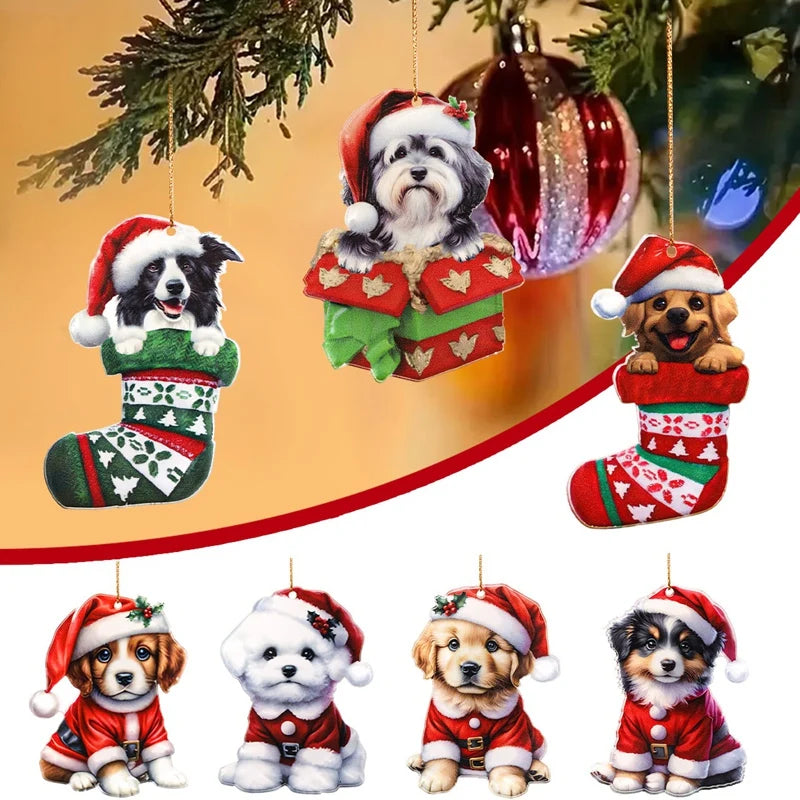 Cartoon Dog Christmas Ornaments