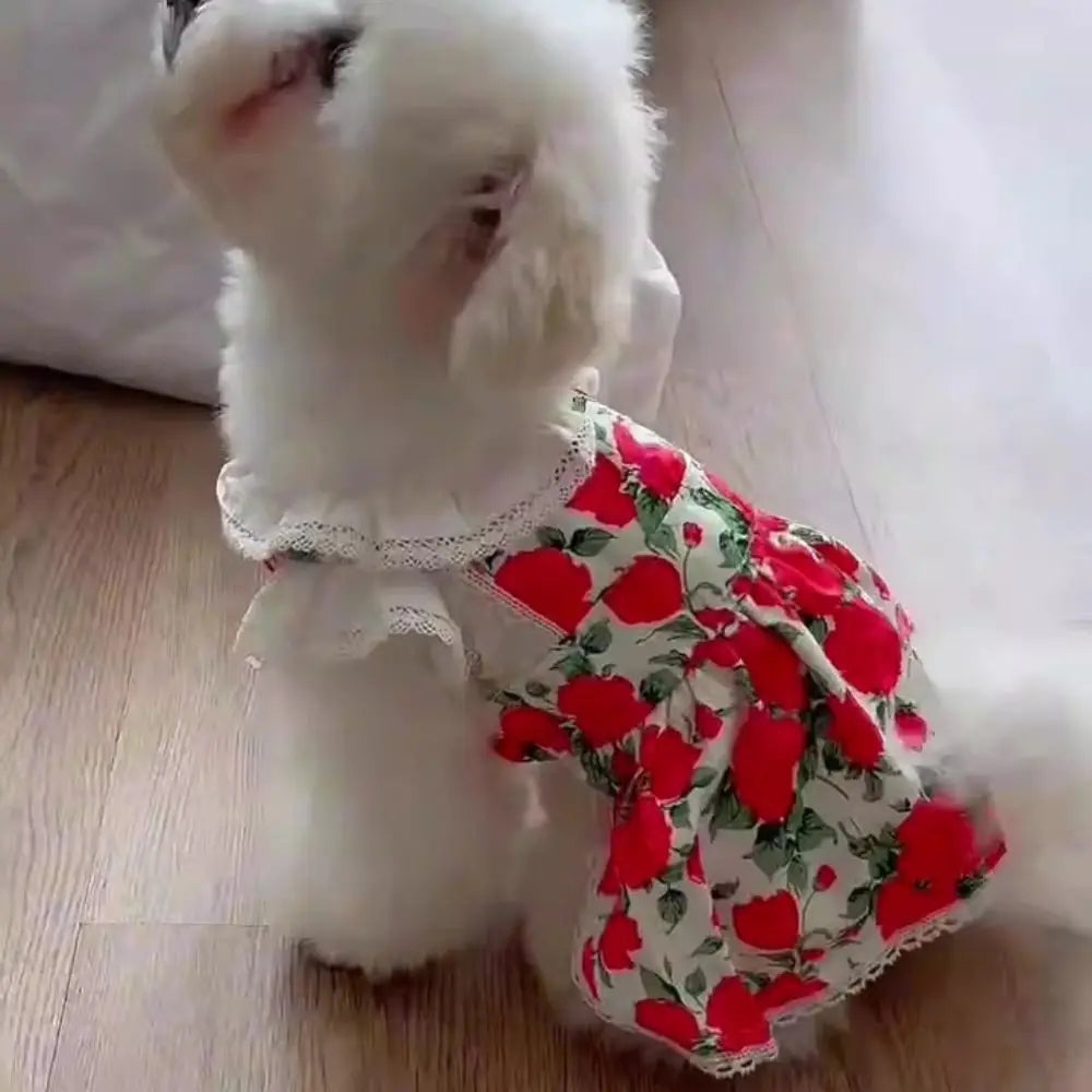 Cute Rose Doggy Dress Breathable Thin Design