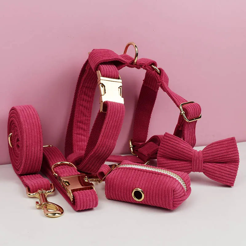 Dog Collar And Leash Set with BOW Poop Bags