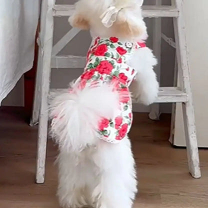 Cute Rose Doggy Dress Breathable Thin Design
