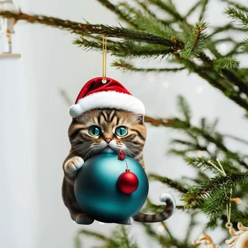 Cat Christmas Charm Ornament