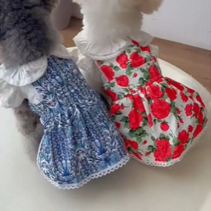 Cute Rose Doggy Dress Breathable Thin Design