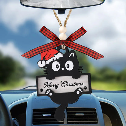 Black 2D Cat Wooden Christmas Decoration
