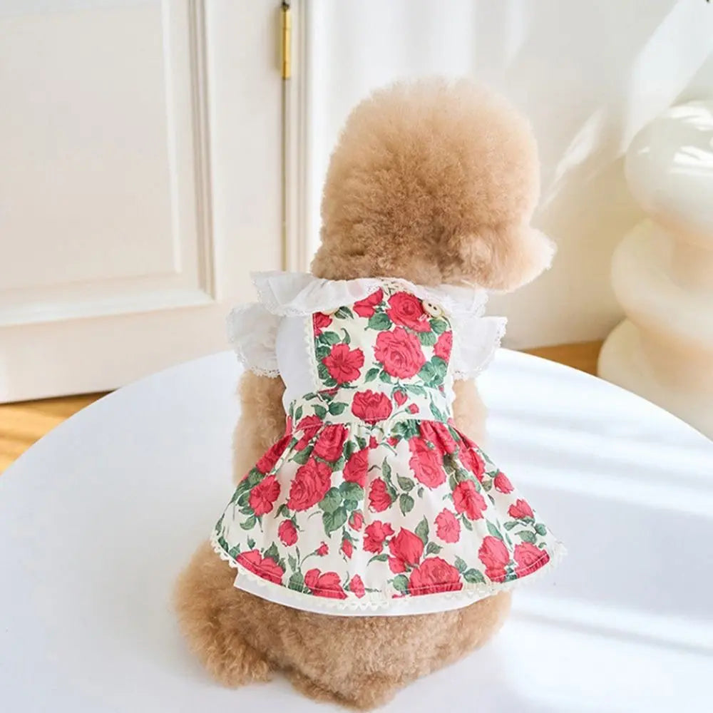 Cute Rose Doggy Dress Breathable Thin Design
