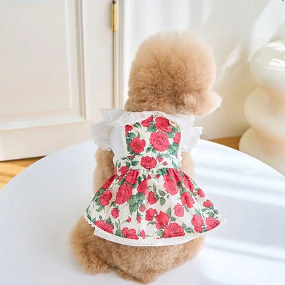 Cute Rose Doggy Dress Breathable Thin Design