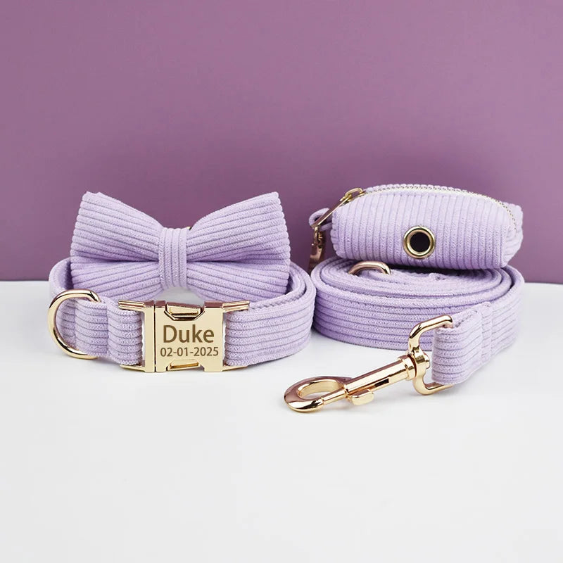 Dog Collar And Leash Set with BOW Poop Bags