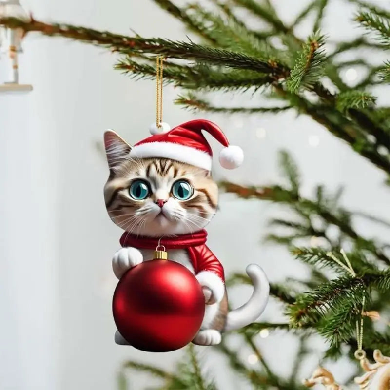 Cat Christmas Charm Ornament