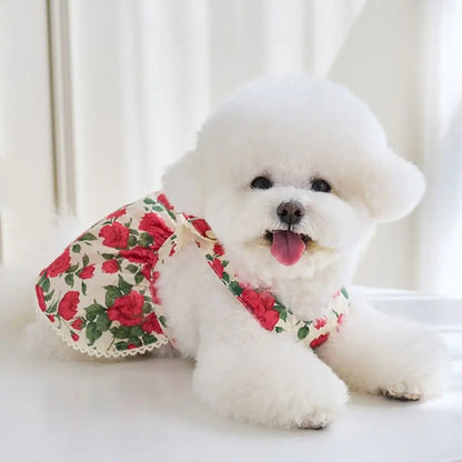 Cute Rose Doggy Dress Breathable Thin Design