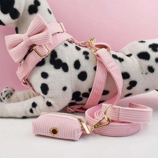 Dog Collar And Leash Set with BOW Poop Bags