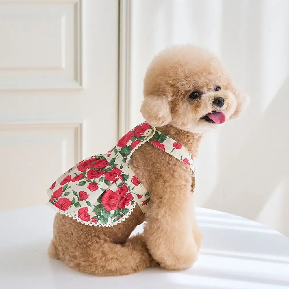 Cute Rose Doggy Dress Breathable Thin Design