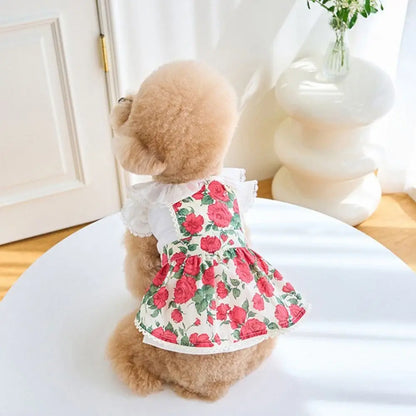 Cute Rose Doggy Dress Breathable Thin Design