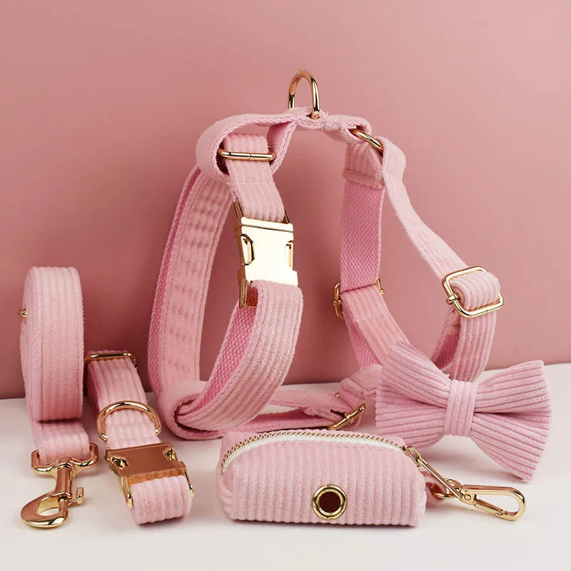Dog Collar And Leash Set with BOW Poop Bags