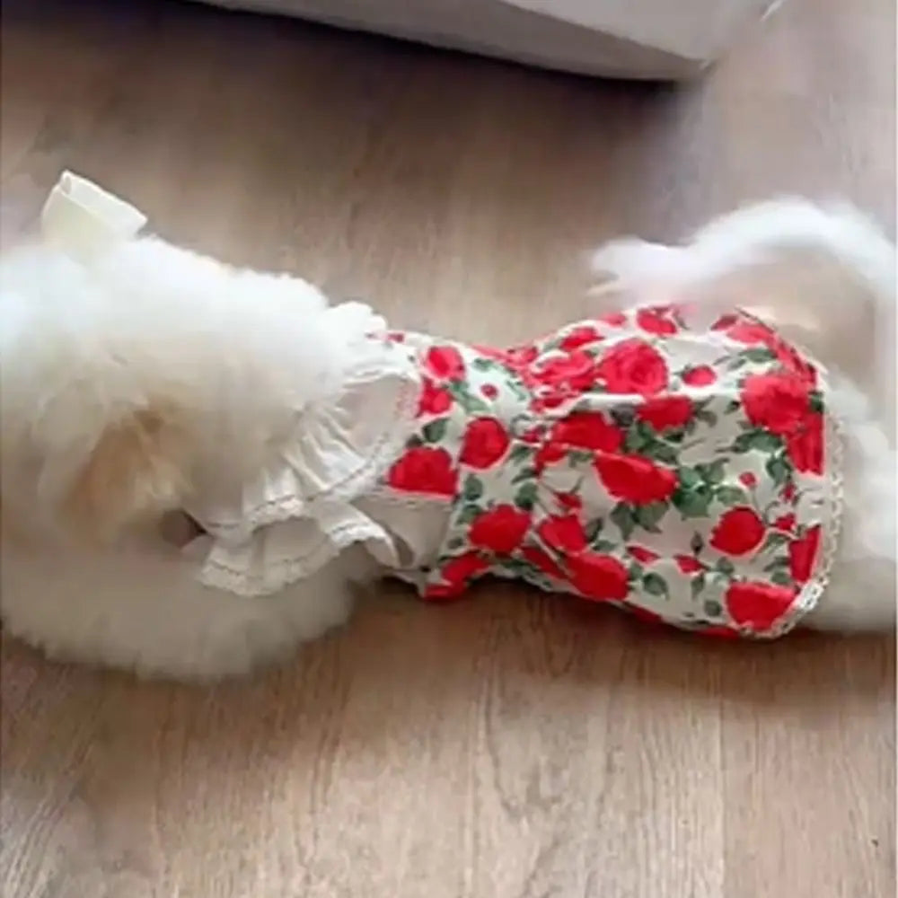 Cute Rose Doggy Dress Breathable Thin Design