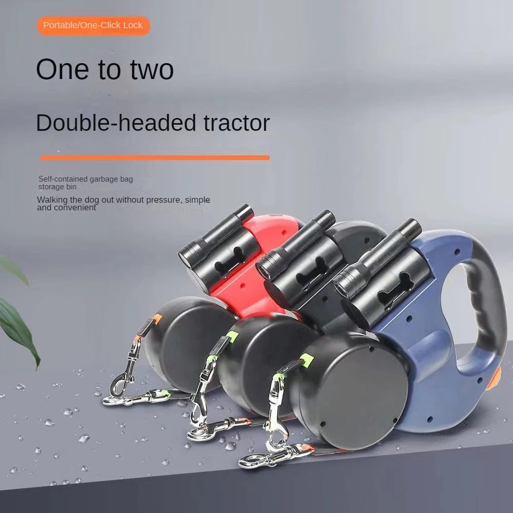 Double dog Retractable Leash Light