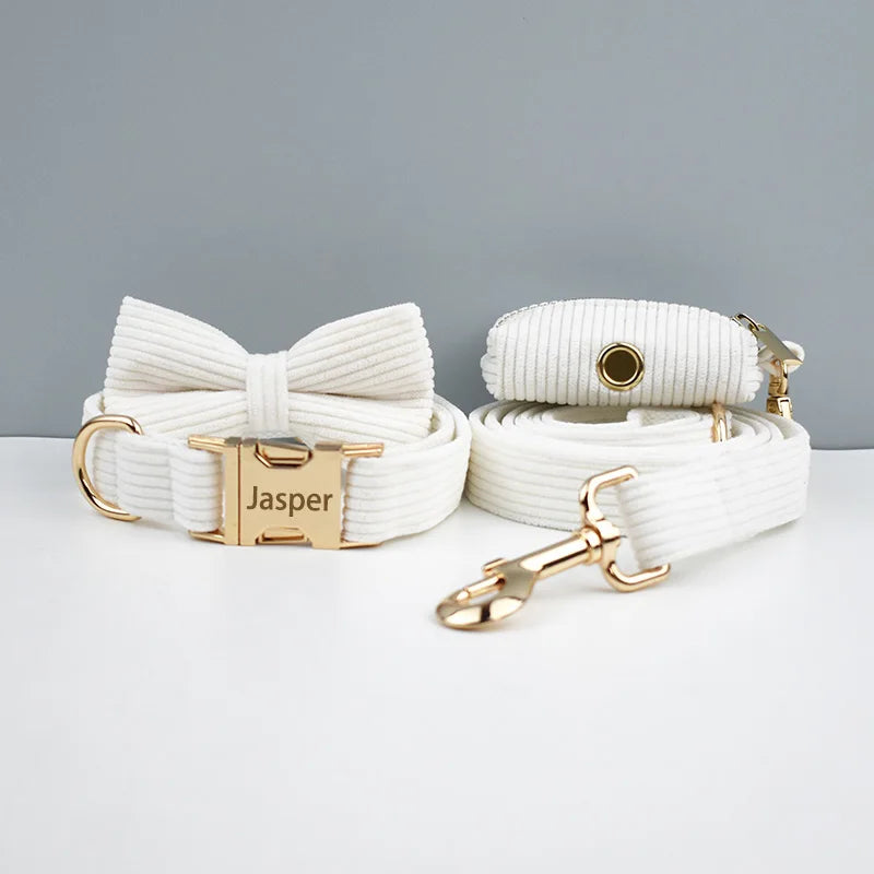 Dog Collar And Leash Set with BOW Poop Bags