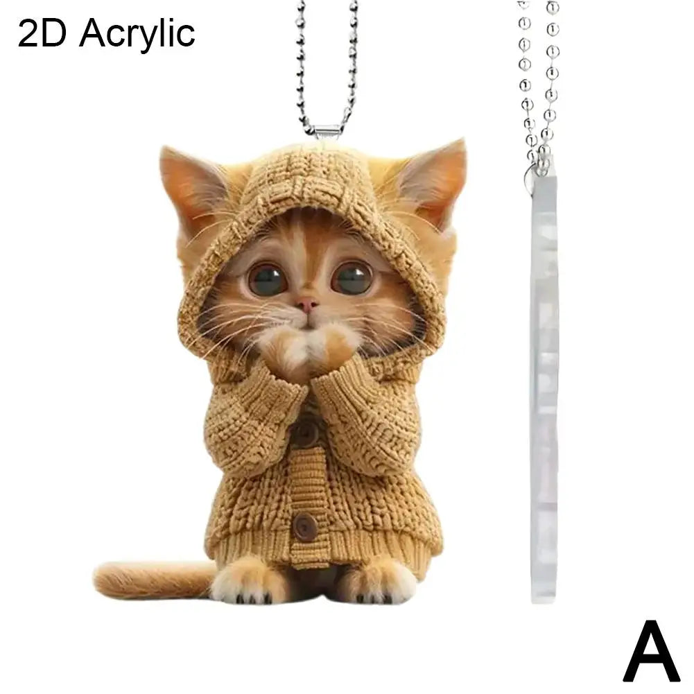 2D Car Hanging Cat Pendant