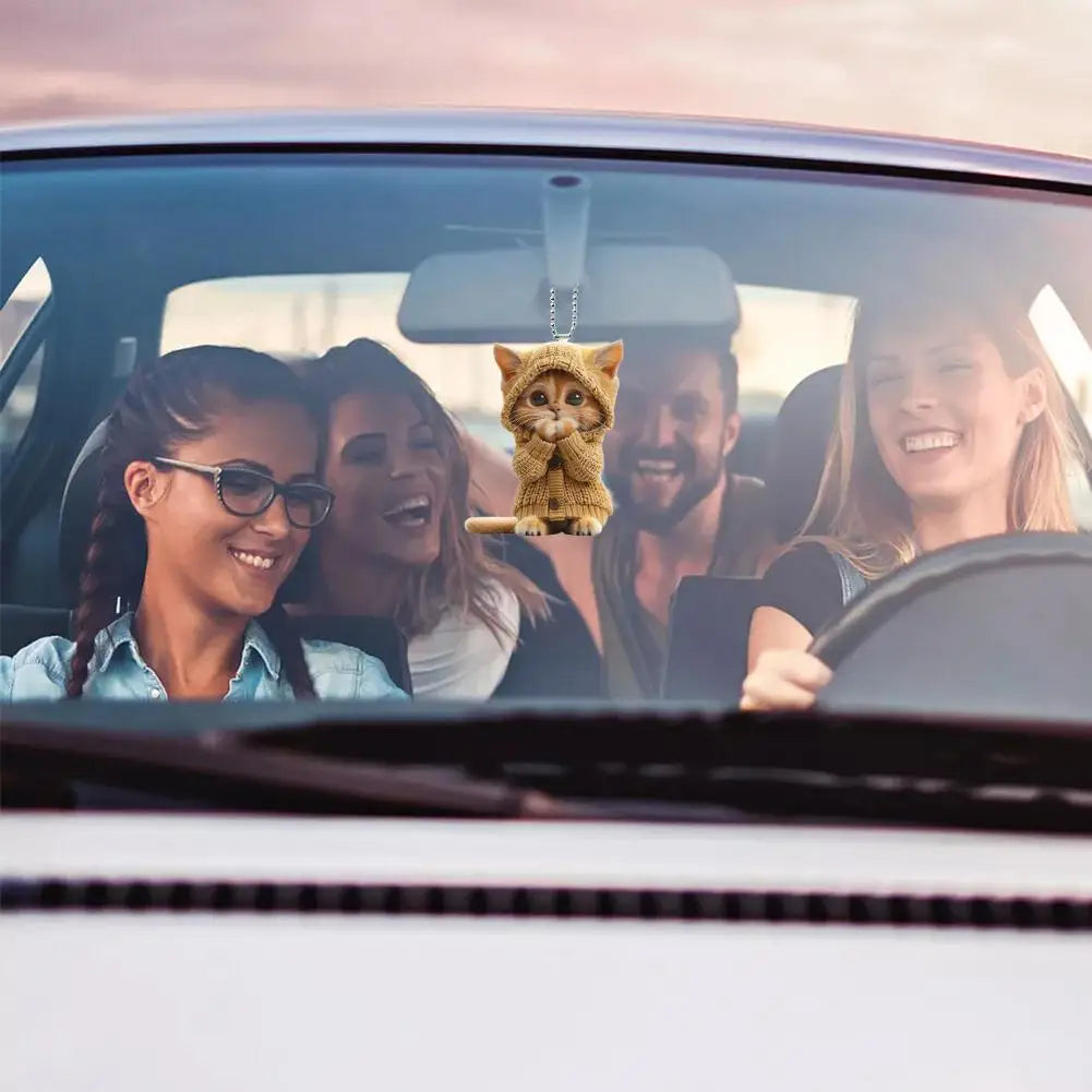 2D Car Hanging Cat Pendant