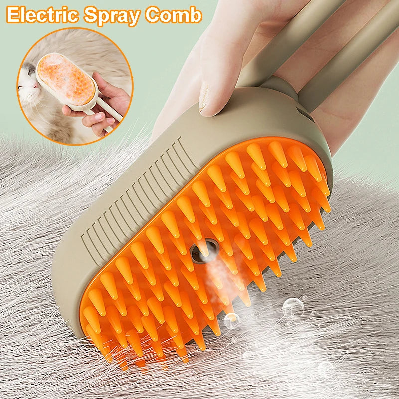 Steamy Cat/Dog Brush Electric Spray 3 in 1