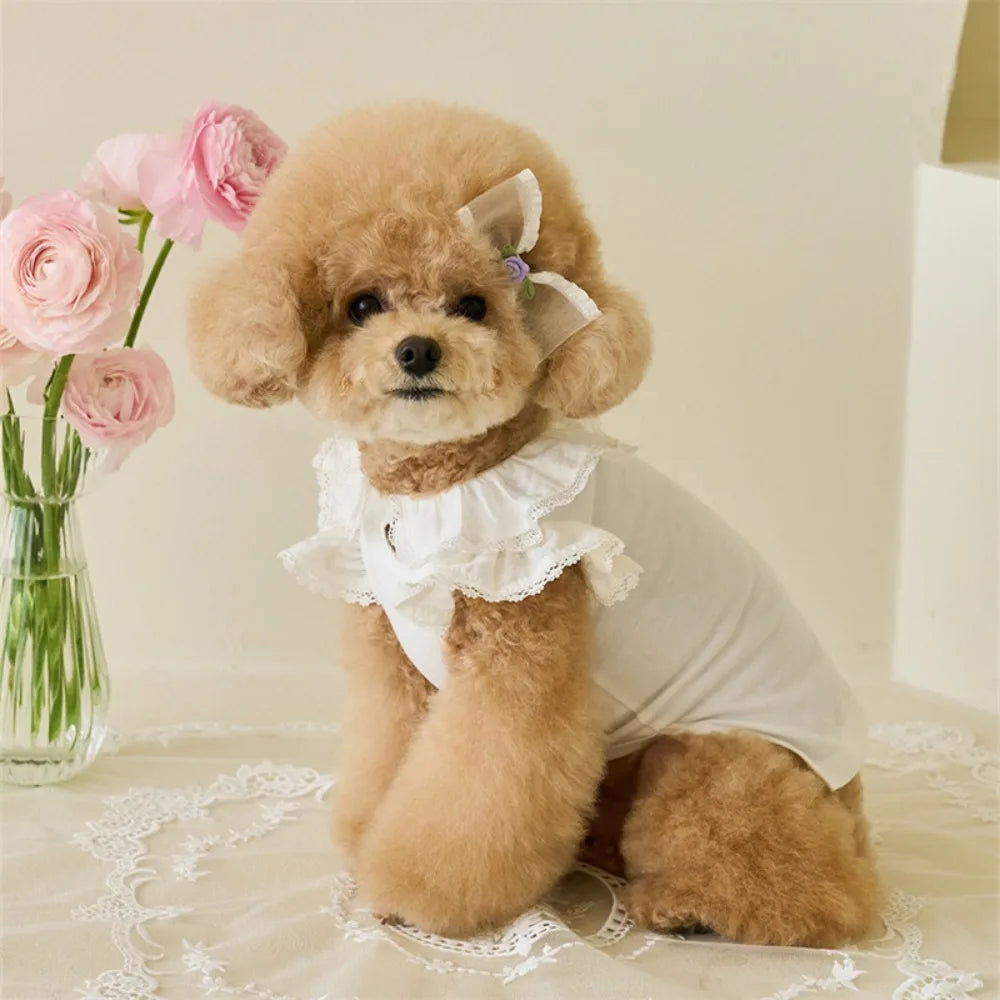 Cute Rose Doggy Dress Breathable Thin Design